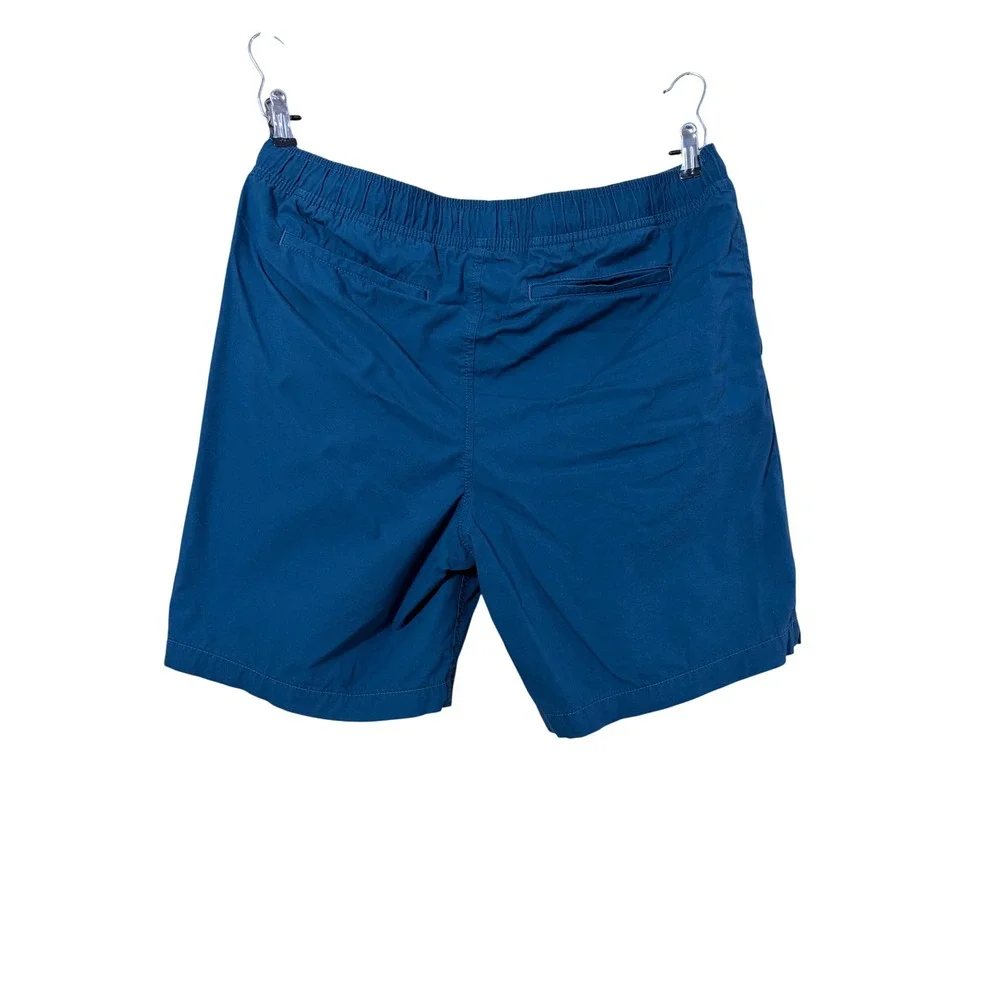 Banana Republic Mens Deck Shorts Teal Blue Elastic Drawstring Cotton Stretch L‎